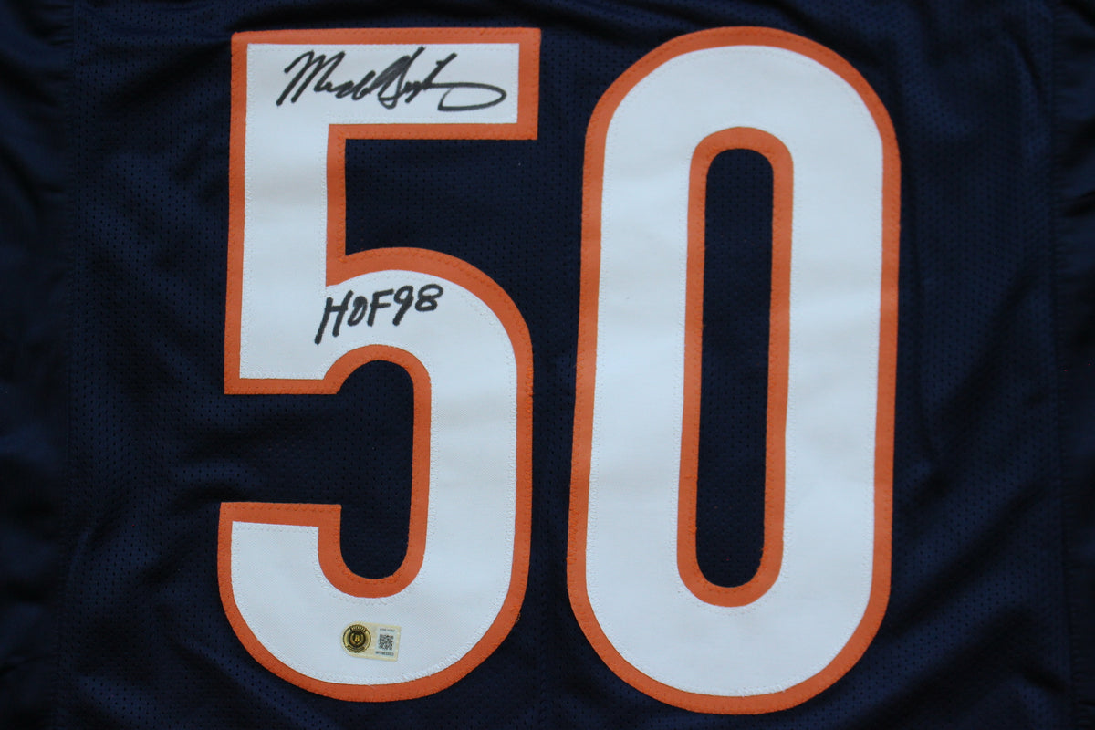 MIKE SINGLETARY CHICAGO BEARS SIGNED DARK NAVY JERSEY w/HOF 98 Baylor Bears BAS