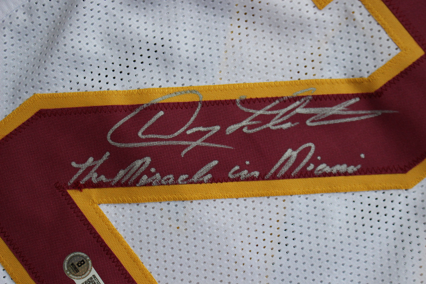 DOUG FLUTIE BOSTON COLLEGE EAGLES SIGNED FOOTBALL JERSEY w/"Miracle in Miami" Bills BAS COA