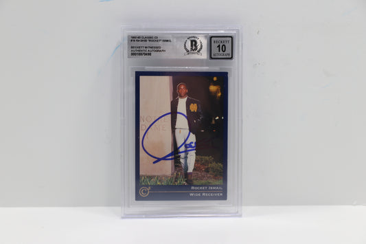 RAGHIB ROCKET ISMAIL SIGNED BGS BAS Slab 1992-93 Classic C3 #19 Notre Dame AUTO 10