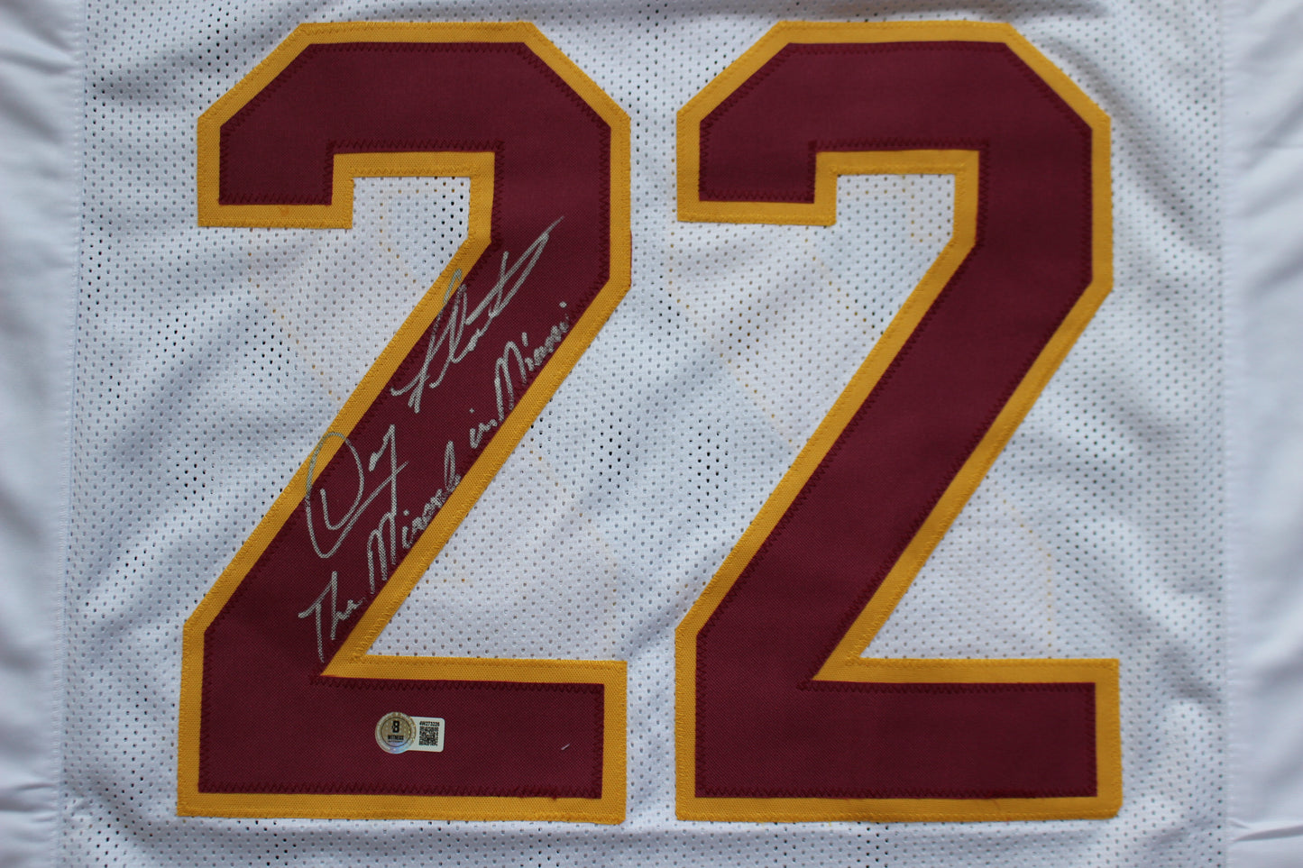 DOUG FLUTIE BOSTON COLLEGE EAGLES SIGNED FOOTBALL JERSEY w/"Miracle in Miami" Bills BAS COA