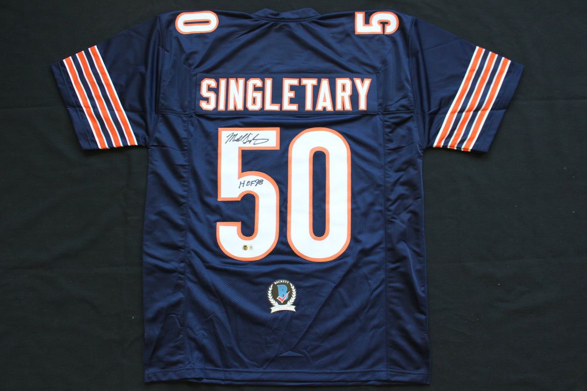 MIKE SINGLETARY CHICAGO BEARS SIGNED DARK NAVY JERSEY w/HOF 98 Baylor Bears BAS