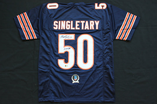 MIKE SINGLETARY CHICAGO BEARS SIGNED DARK NAVY JERSEY w/HOF 98 Baylor Bears BAS