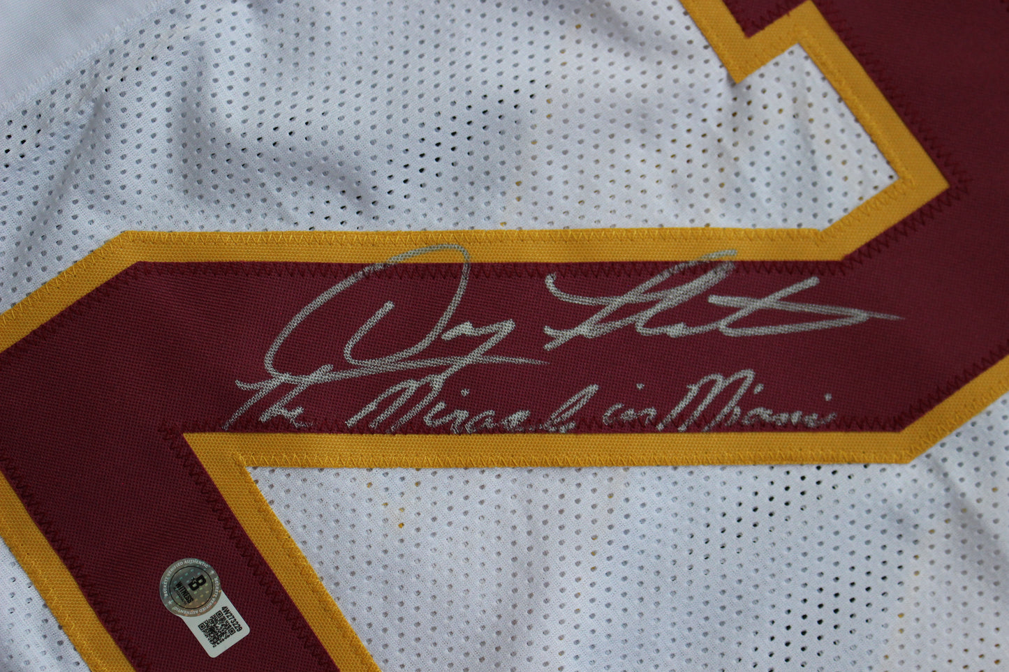 DOUG FLUTIE BOSTON COLLEGE EAGLES SIGNED FOOTBALL JERSEY w/"Miracle in Miami" Bills BAS COA