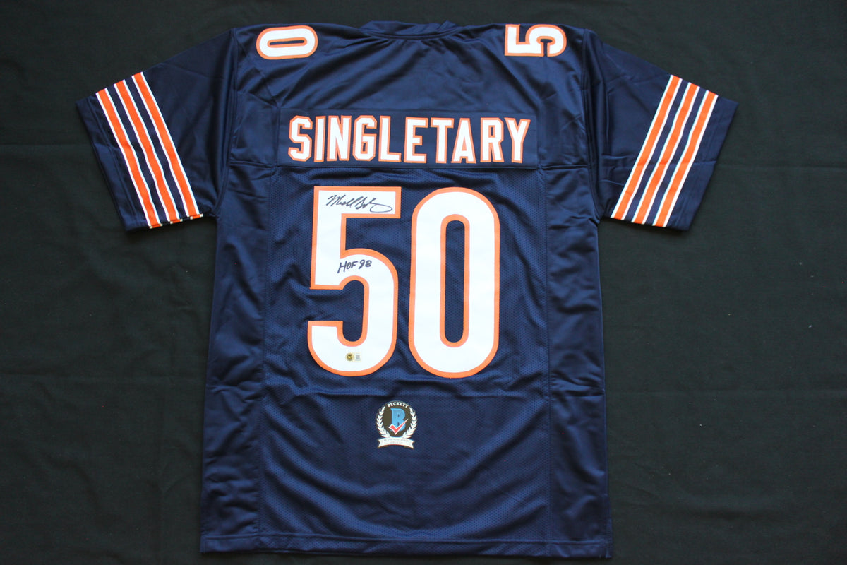 MIKE SINGLETARY CHICAGO BEARS SIGNED DARK NAVY JERSEY w/HOF 98 Baylor Bears BAS