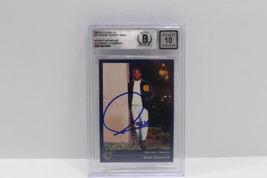 RAGHIB ROCKET ISMAIL SIGNED BGS BAS Slab 1992-93 Classic C3 #19 Notre Dame AUTO 10