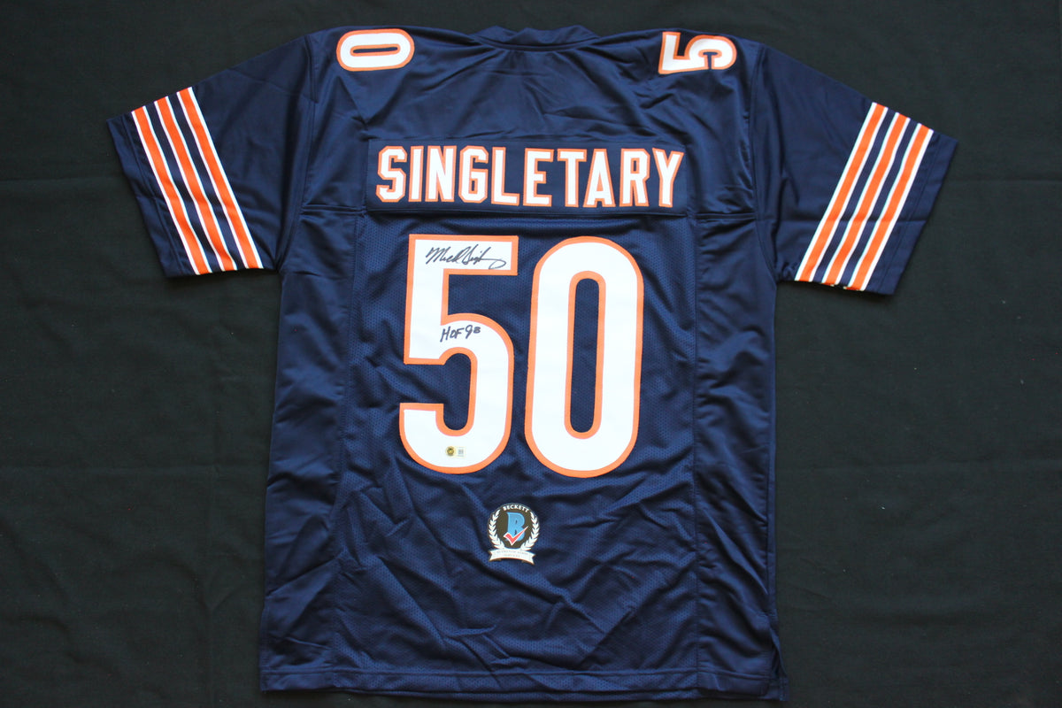 MIKE SINGLETARY CHICAGO BEARS SIGNED DARK NAVY JERSEY w/HOF 98 Baylor Bears BAS
