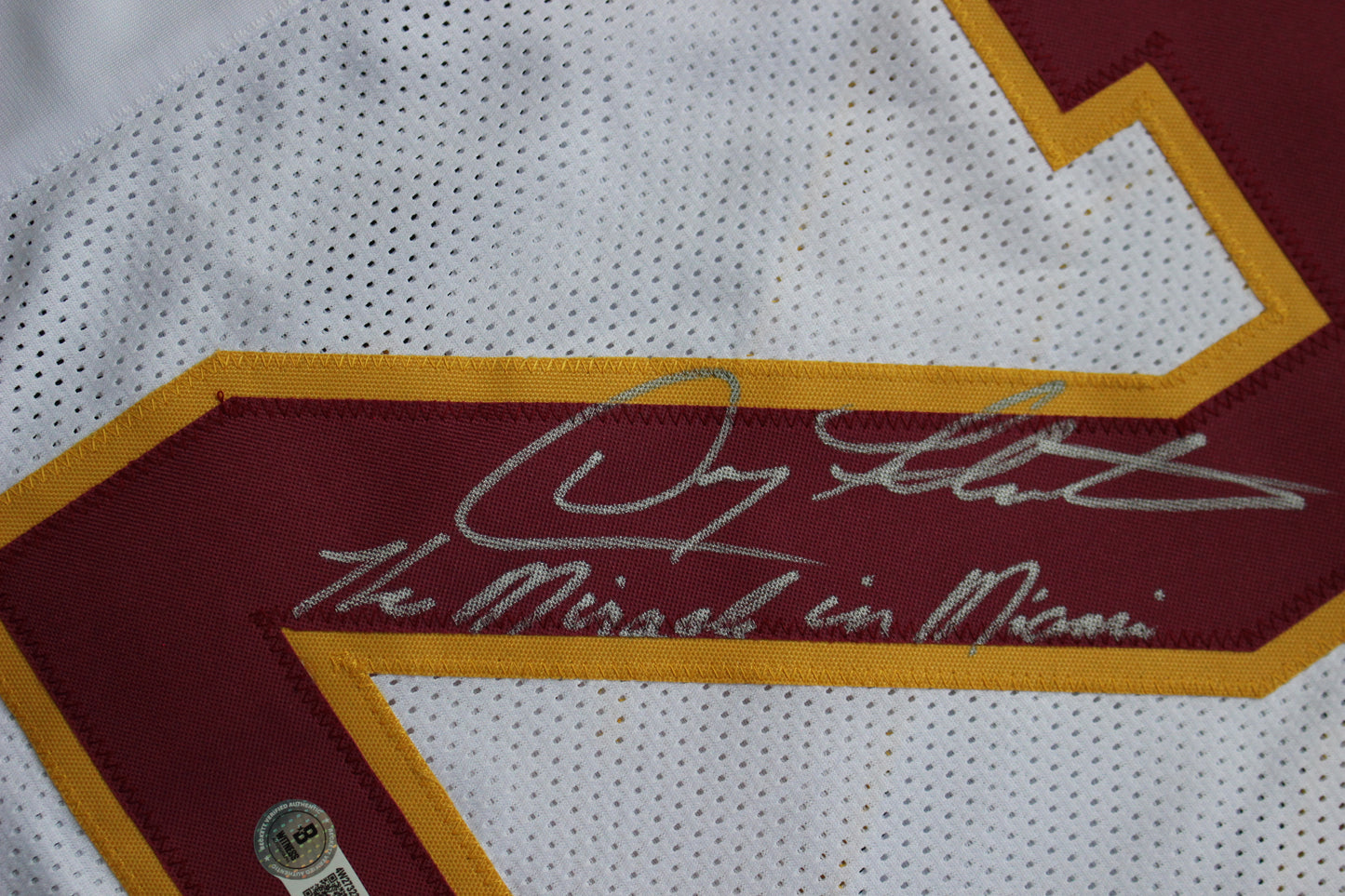 DOUG FLUTIE BOSTON COLLEGE EAGLES SIGNED FOOTBALL JERSEY w/"Miracle in Miami" Bills BAS COA