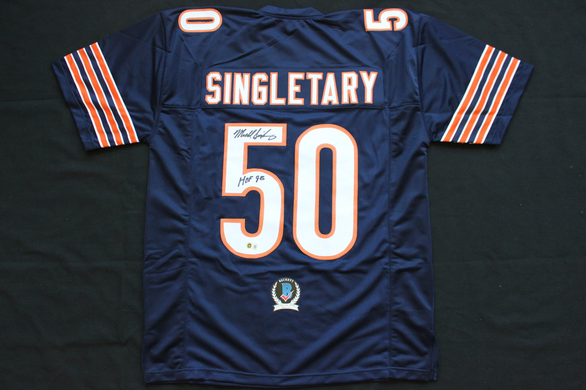 MIKE SINGLETARY CHICAGO BEARS SIGNED DARK NAVY JERSEY w/HOF 98 Baylor Bears BAS