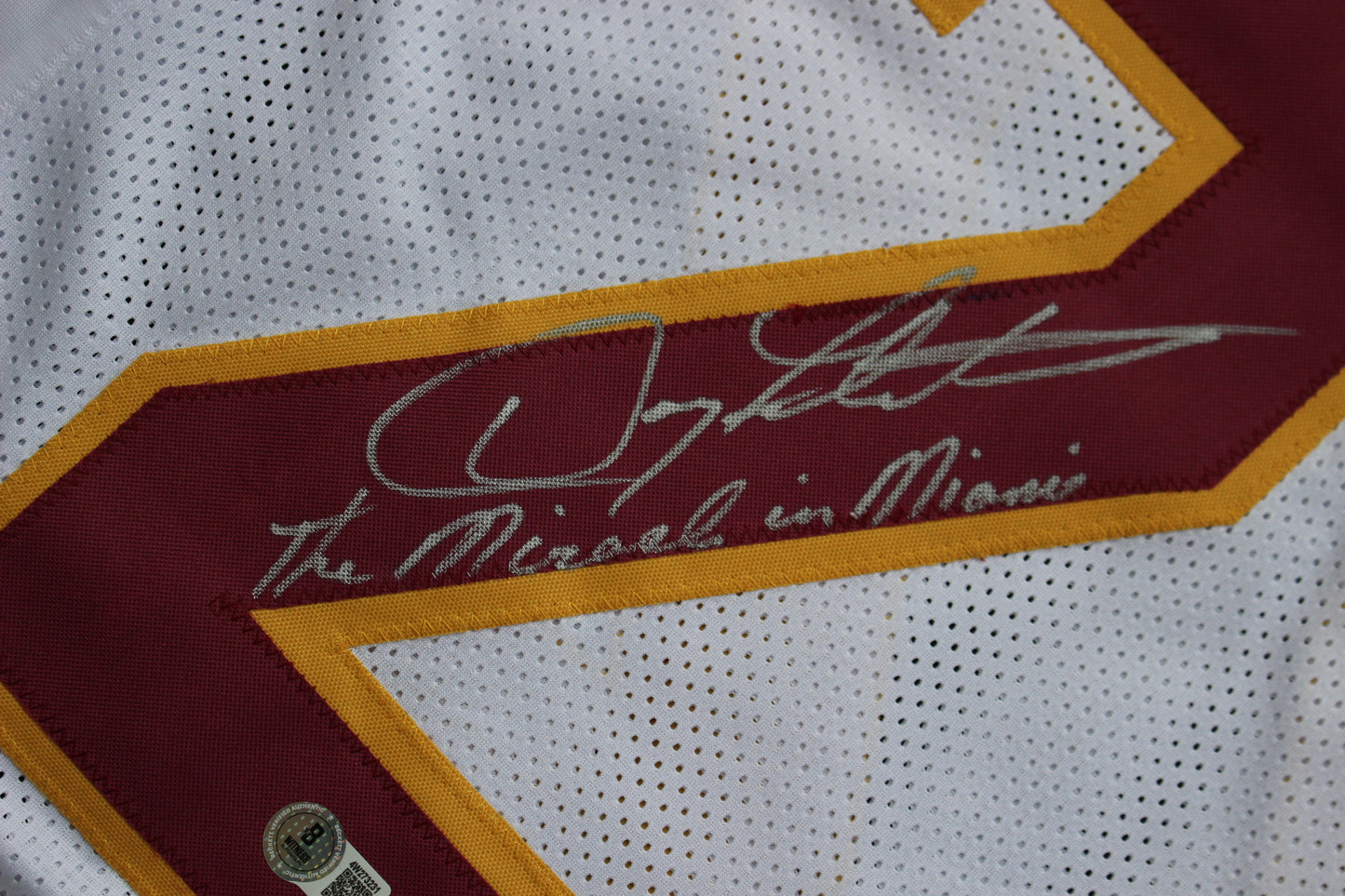 DOUG FLUTIE BOSTON COLLEGE EAGLES SIGNED FOOTBALL JERSEY w/"Miracle in Miami" Bills BAS COA