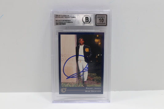 RAGHIB ROCKET ISMAIL SIGNED BGS BAS Slab 1992-93 Classic C3 #19 Notre Dame AUTO 10