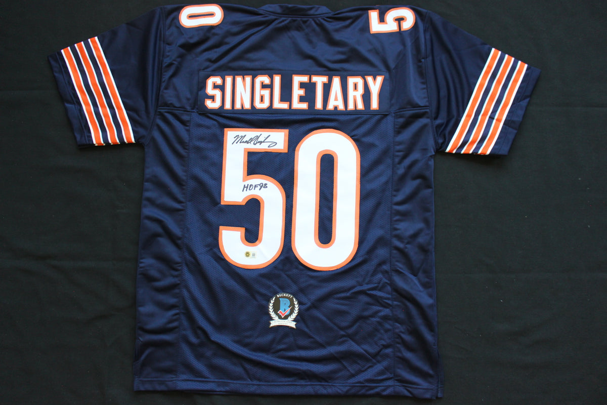 MIKE SINGLETARY CHICAGO BEARS SIGNED DARK NAVY JERSEY w/HOF 98 Baylor Bears BAS