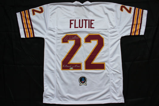 DOUG FLUTIE BOSTON COLLEGE EAGLES SIGNED FOOTBALL JERSEY w/"Miracle in Miami" Patriots BAS COA