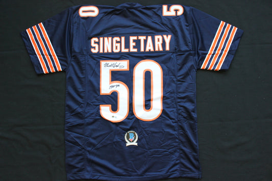 MIKE SINGLETARY CHICAGO BEARS SIGNED DARK NAVY JERSEY w/HOF 98 Baylor Bears BAS