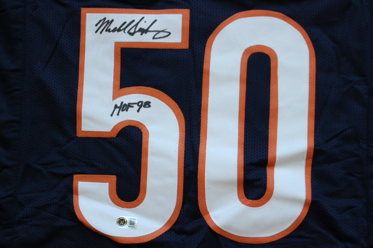 MIKE SINGLETARY CHICAGO BEARS SIGNED DARK NAVY JERSEY w/HOF 98 Baylor Bears BAS