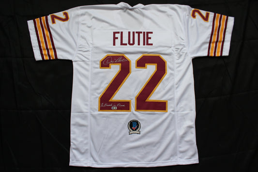 DOUG FLUTIE BOSTON COLLEGE EAGLES SIGNED FOOTBALL JERSEY w/"Miracle in Miami" Patriots BAS COA