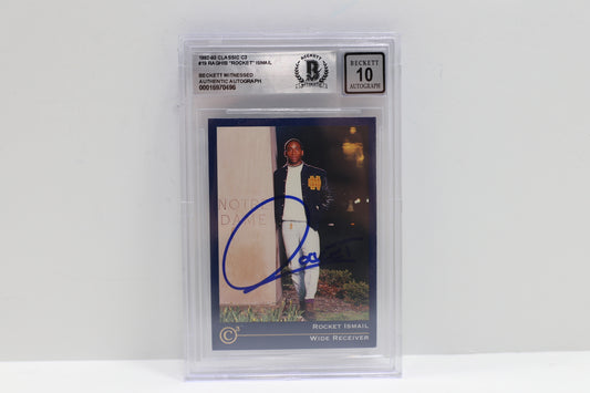 RAGHIB ROCKET ISMAIL SIGNED BGS BAS Slab 1992-93 Classic C3 #19 Notre Dame AUTO 10
