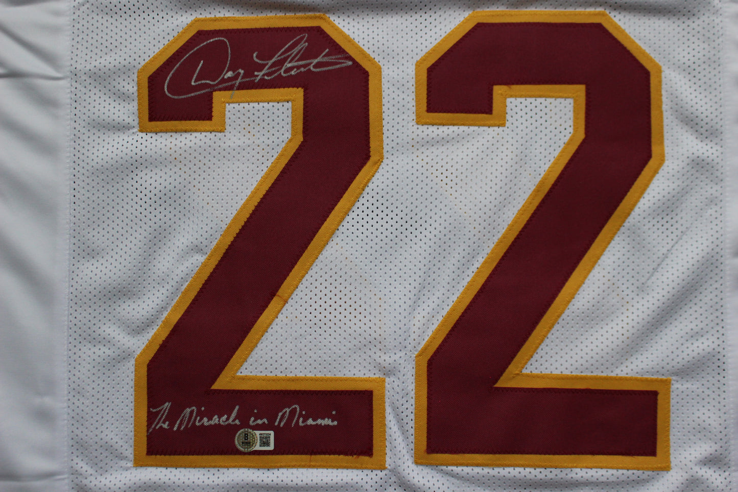 DOUG FLUTIE BOSTON COLLEGE EAGLES SIGNED FOOTBALL JERSEY w/"Miracle in Miami" Patriots BAS COA