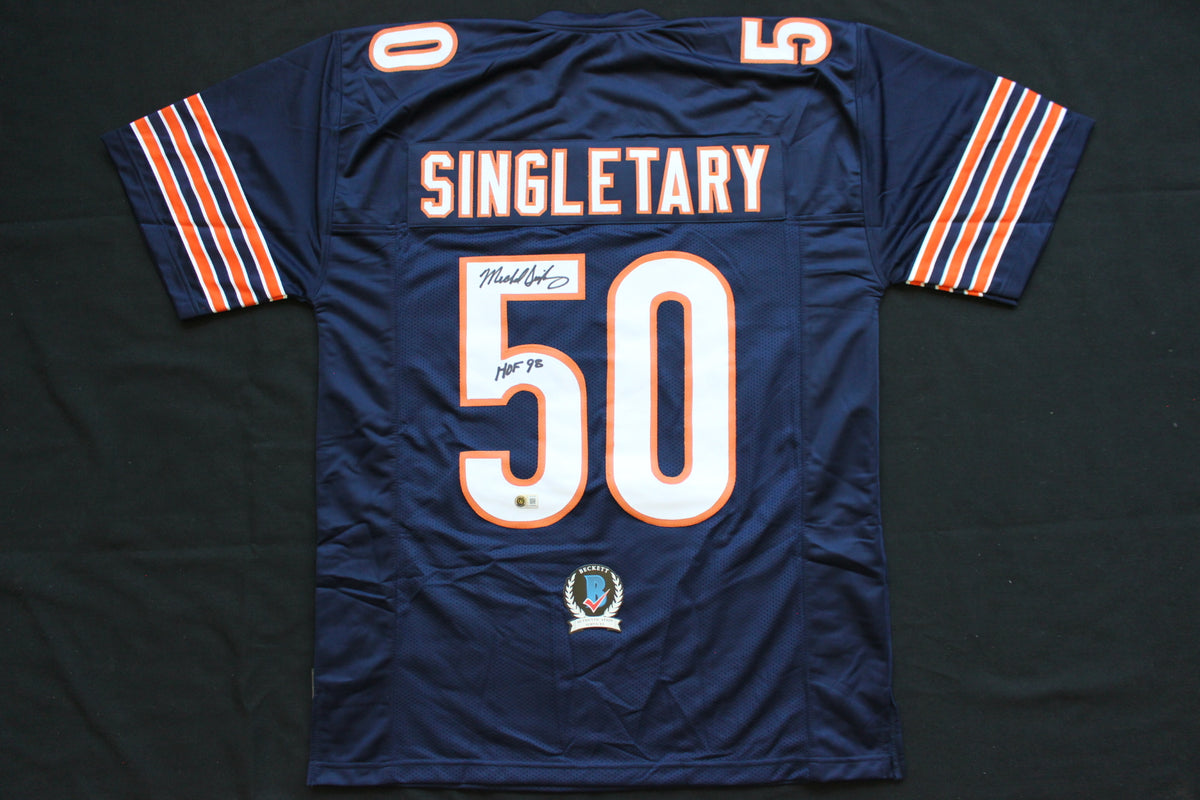 MIKE SINGLETARY CHICAGO BEARS SIGNED DARK NAVY JERSEY w/HOF 98 Baylor Bears BAS