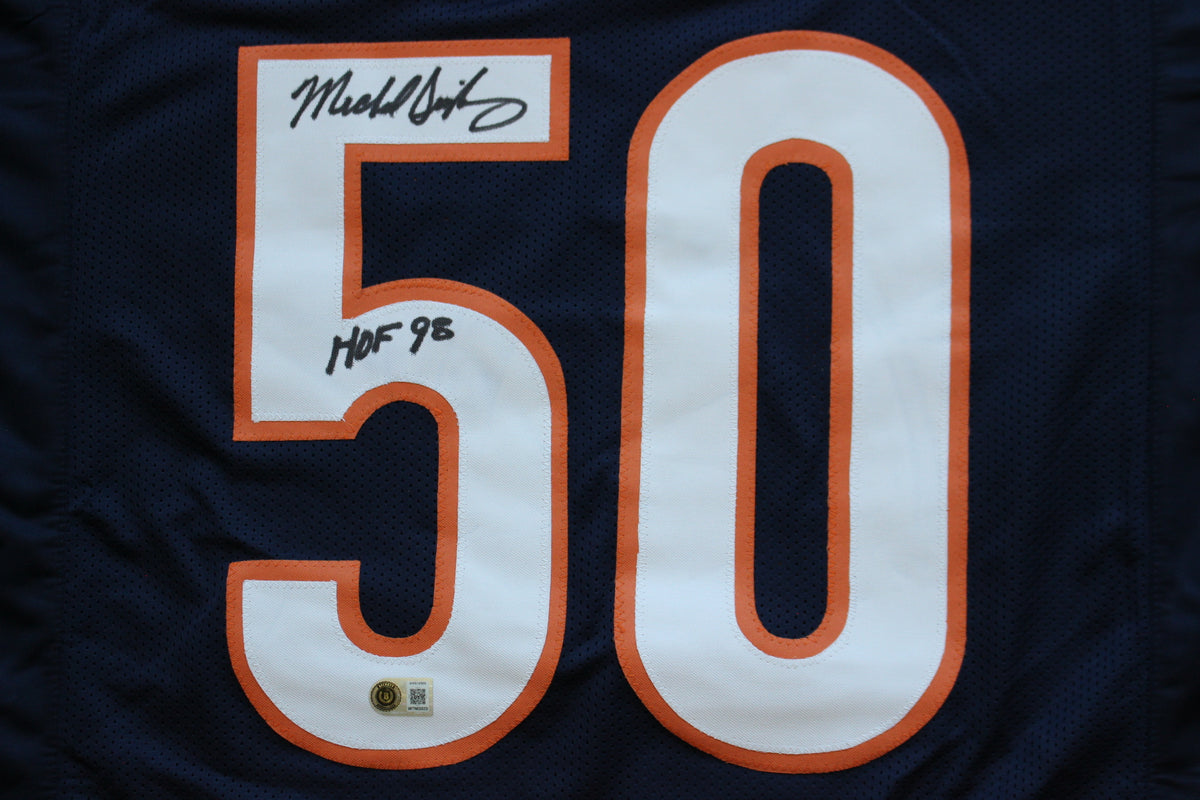 MIKE SINGLETARY CHICAGO BEARS SIGNED DARK NAVY JERSEY w/HOF 98 Baylor Bears BAS