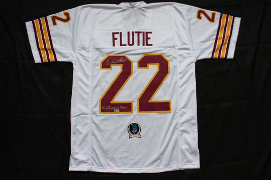 DOUG FLUTIE BOSTON COLLEGE EAGLES SIGNED FOOTBALL JERSEY w/"Miracle in Miami" Patriots BAS COA
