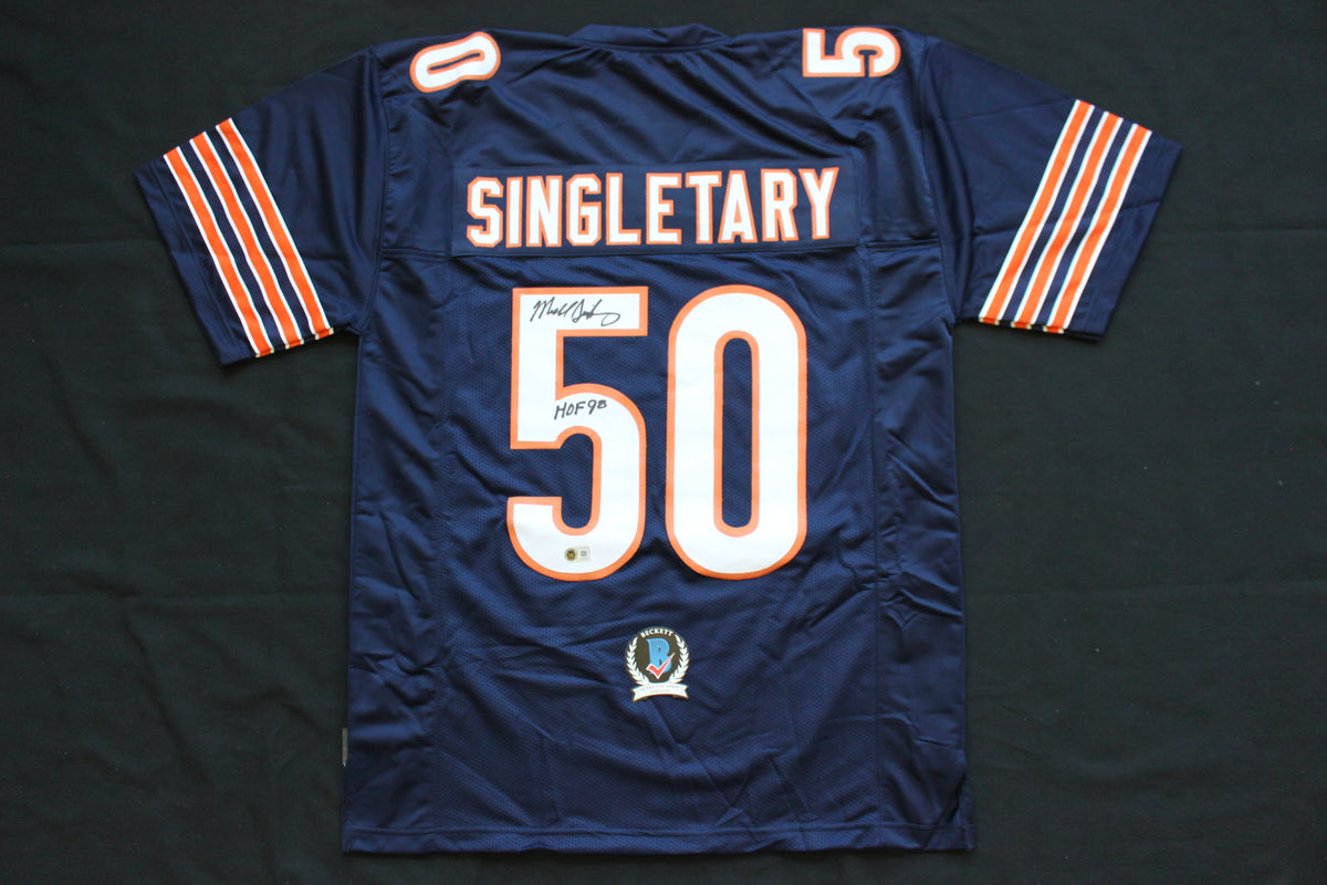 MIKE SINGLETARY CHICAGO BEARS SIGNED DARK NAVY JERSEY w/HOF 98 Baylor Bears BAS