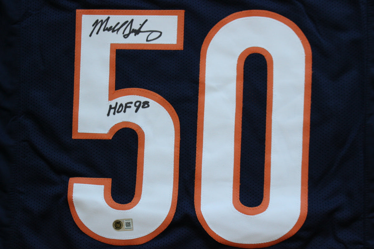 MIKE SINGLETARY CHICAGO BEARS SIGNED DARK NAVY JERSEY w/HOF 98 Baylor Bears BAS
