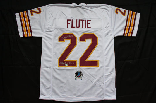 DOUG FLUTIE BOSTON COLLEGE EAGLES SIGNED FOOTBALL JERSEY w/"Miracle in Miami" Patriots BAS COA