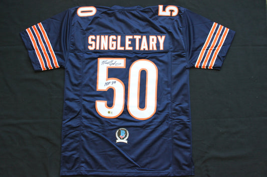 MIKE SINGLETARY CHICAGO BEARS SIGNED DARK NAVY JERSEY w/HOF 98 Baylor Bears BAS