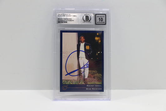 RAGHIB ROCKET ISMAIL SIGNED BGS BAS Slab 1992-93 Classic C3 #19 Notre Dame AUTO 10