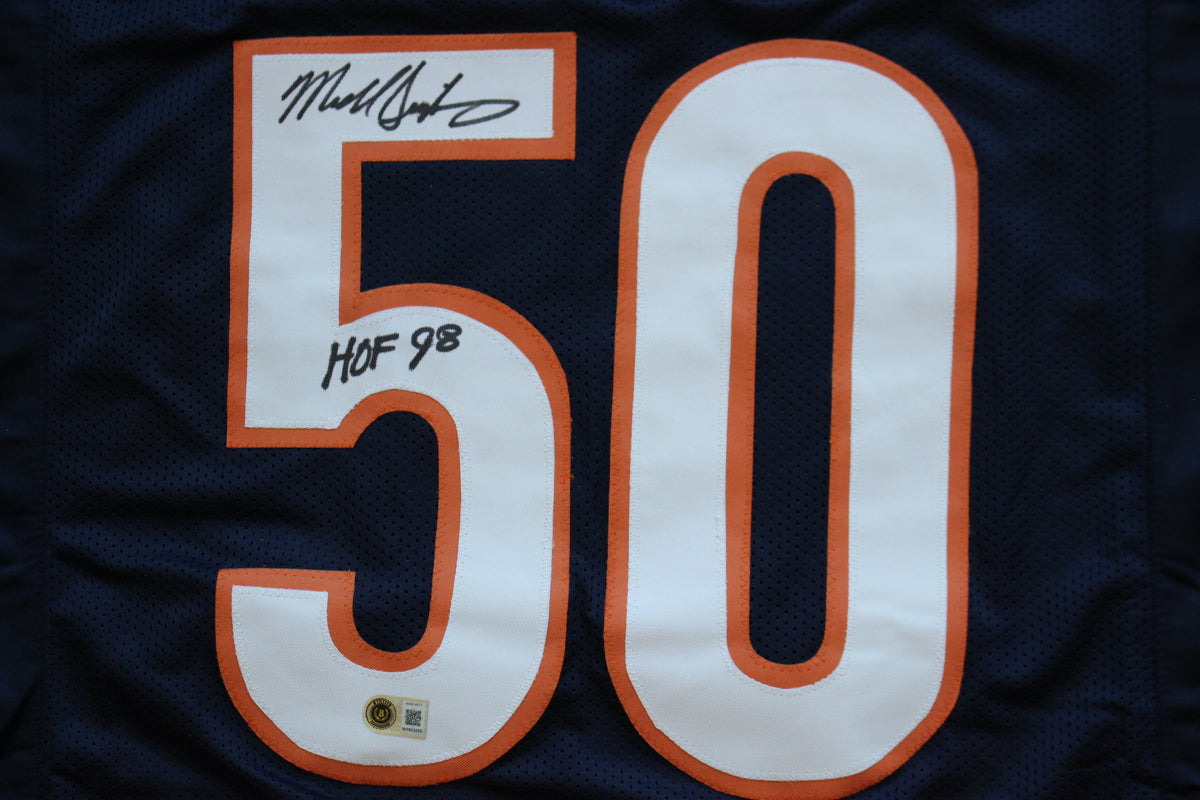 MIKE SINGLETARY CHICAGO BEARS SIGNED DARK NAVY JERSEY w/HOF 98 Baylor Bears BAS