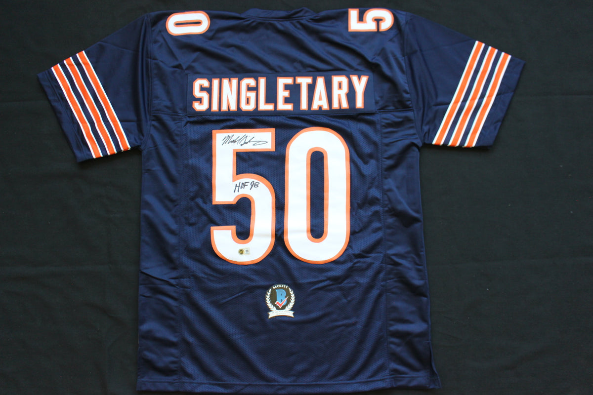 MIKE SINGLETARY CHICAGO BEARS SIGNED DARK NAVY JERSEY w/HOF 98 Baylor Bears BAS