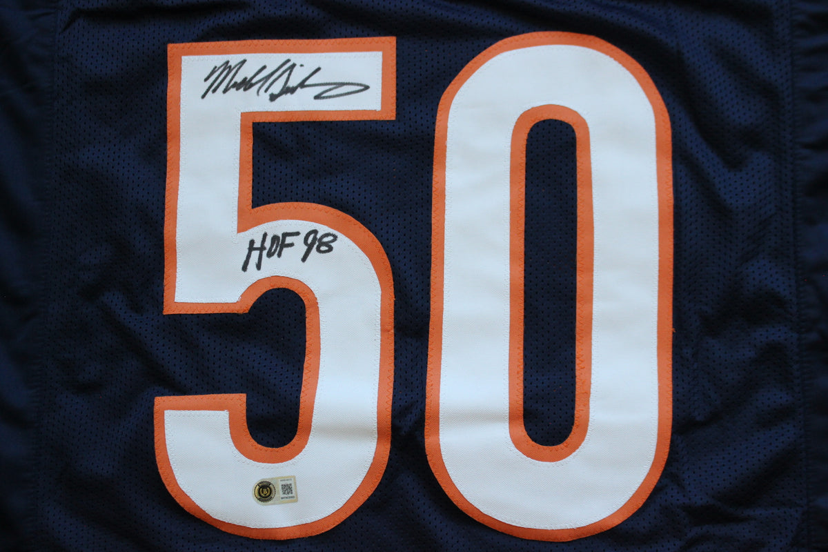 MIKE SINGLETARY CHICAGO BEARS SIGNED DARK NAVY JERSEY w/HOF 98 Baylor Bears BAS