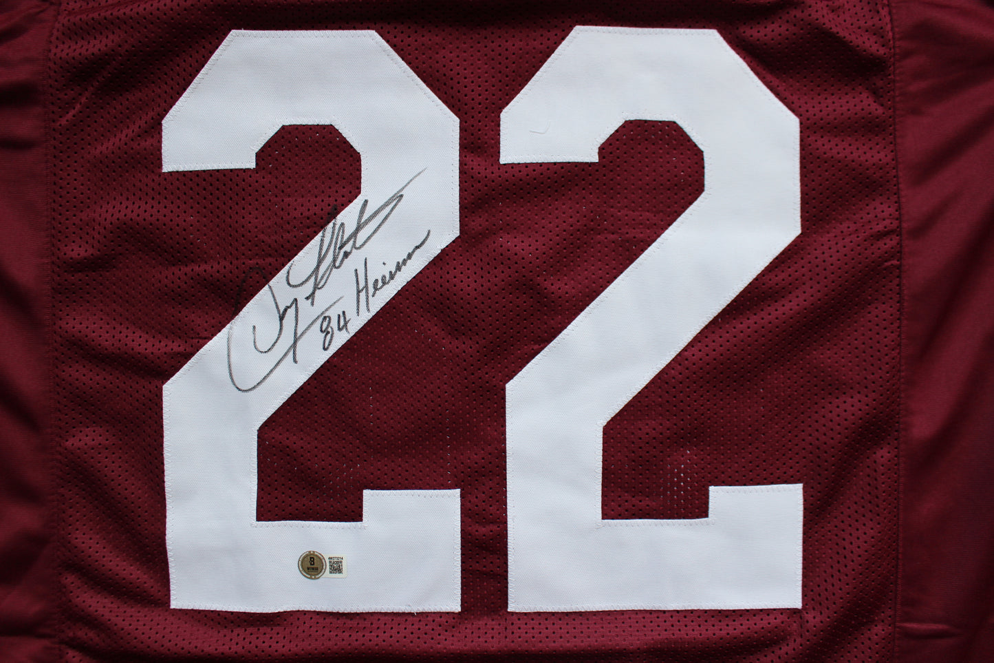 DOUG FLUTIE BOSTON COLLEGE EAGLES SIGNED ROAD FOOTBALL JERSEY w/84Heisman BAS COA
