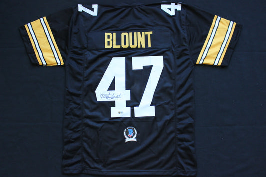MEL BLOUNT PITTSBURGH STEELERS SIGNED BLACK JERSEY BAS COA