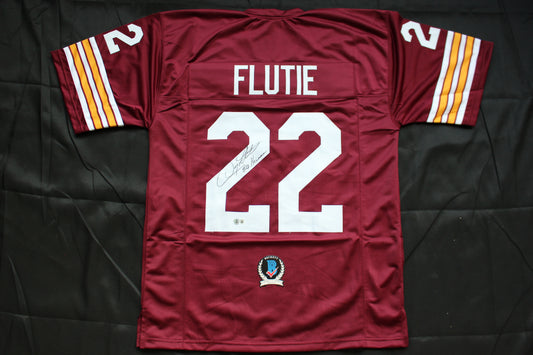 DOUG FLUTIE BOSTON COLLEGE EAGLES SIGNED ROAD FOOTBALL JERSEY w/84Heisman BAS COA