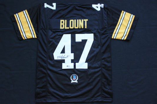 MEL BLOUNT PITTSBURGH STEELERS SIGNED BLACK JERSEY BAS COA
