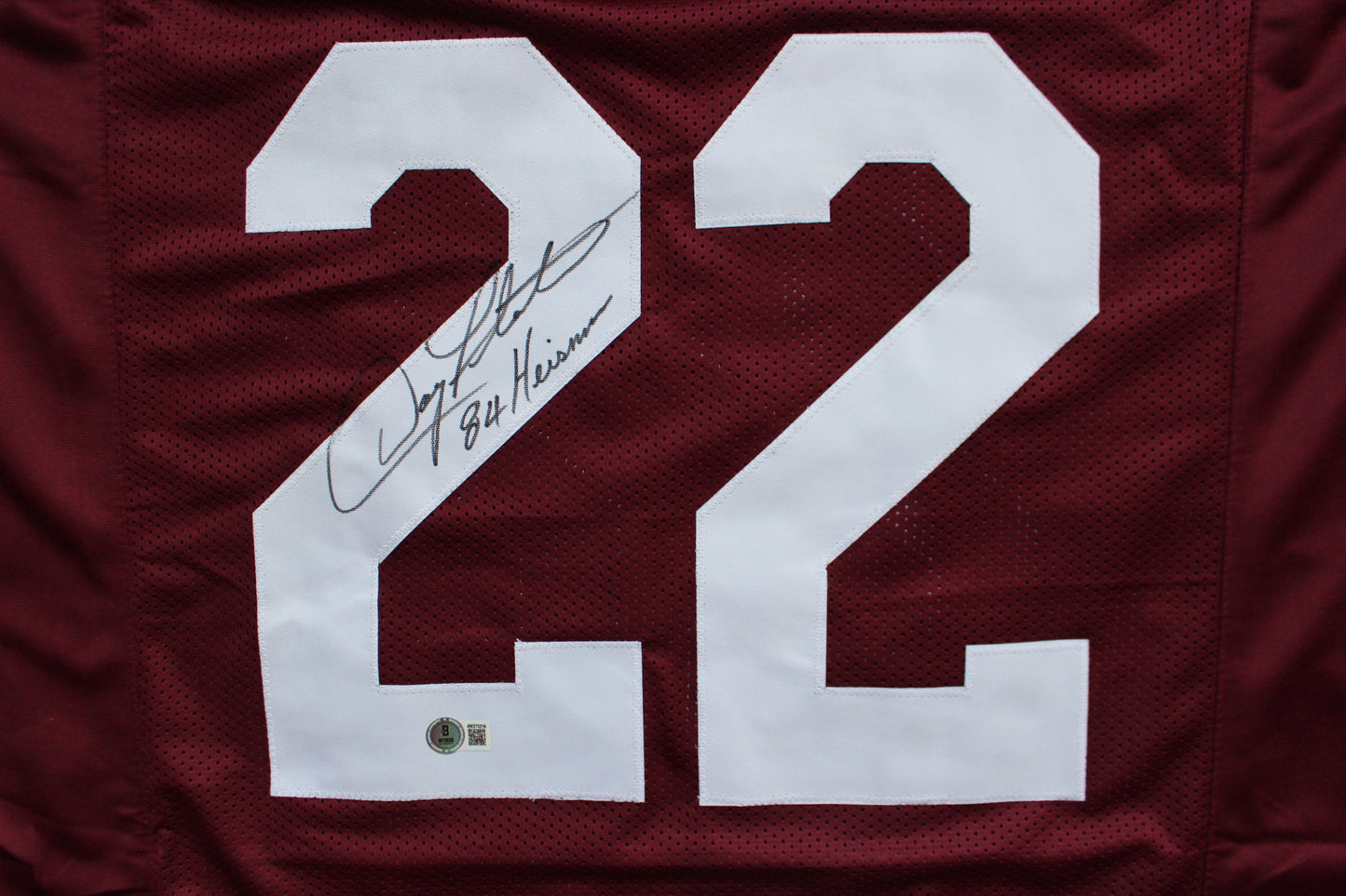 DOUG FLUTIE BOSTON COLLEGE EAGLES SIGNED ROAD FOOTBALL JERSEY w/84Heisman BAS COA