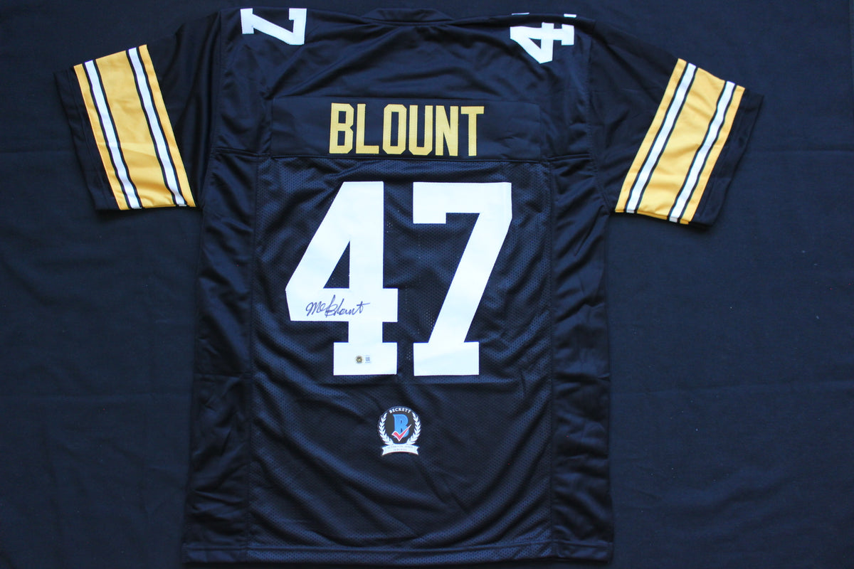 MEL BLOUNT PITTSBURGH STEELERS SIGNED BLACK JERSEY BAS COA