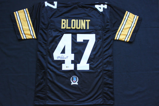 MEL BLOUNT PITTSBURGH STEELERS SIGNED BLACK JERSEY BAS COA