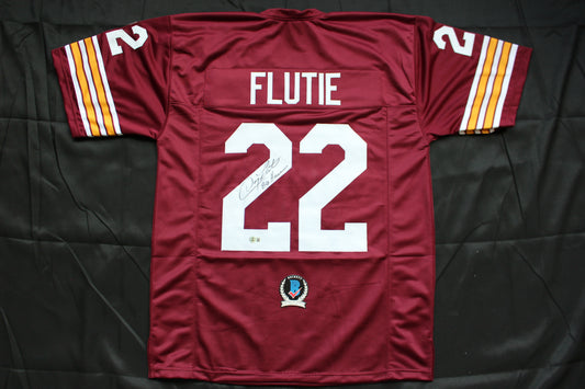 DOUG FLUTIE BOSTON COLLEGE EAGLES SIGNED ROAD FOOTBALL JERSEY w/84Heisman BAS COA