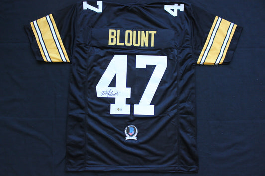 MEL BLOUNT PITTSBURGH STEELERS SIGNED BLACK JERSEY BAS COA