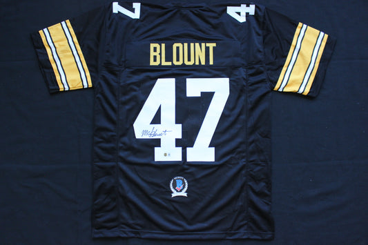 MEL BLOUNT PITTSBURGH STEELERS SIGNED BLACK JERSEY BAS COA