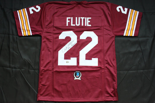 DOUG FLUTIE BOSTON COLLEGE EAGLES SIGNED ROAD FOOTBALL JERSEY w/84Heisman BAS COA
