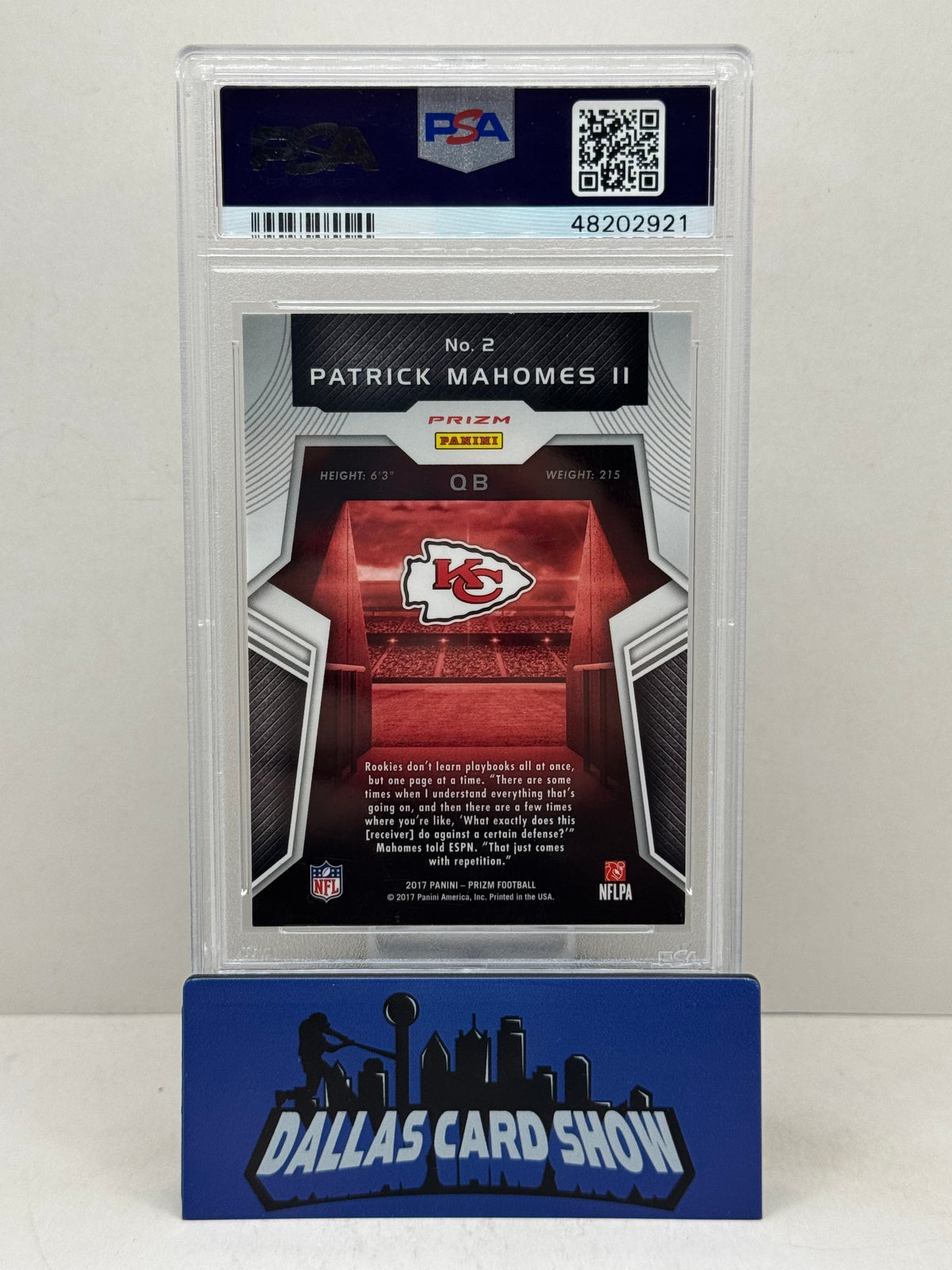 2017 Panini Prizm #2 Patrick Mahomes Rookie Introductions PSA 10
