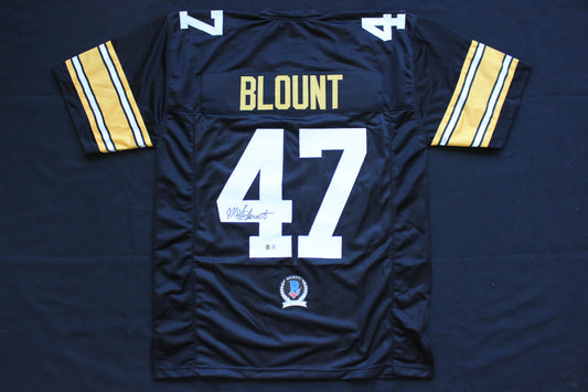 MEL BLOUNT PITTSBURGH STEELERS SIGNED BLACK JERSEY BAS COA