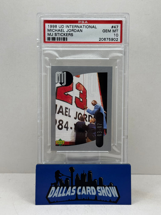 1998 Upper Deck International #47 Michael Jordan MJ Stickers PSA 10