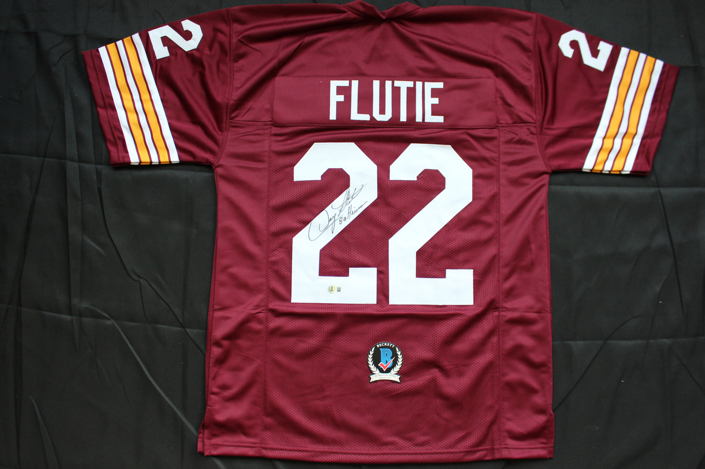 DOUG FLUTIE BOSTON COLLEGE EAGLES SIGNED ROAD FOOTBALL JERSEY w/84Heisman BAS COA