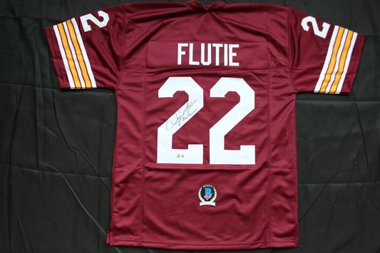 DOUG FLUTIE BOSTON COLLEGE EAGLES SIGNED ROAD FOOTBALL JERSEY w/84Heisman BAS COA