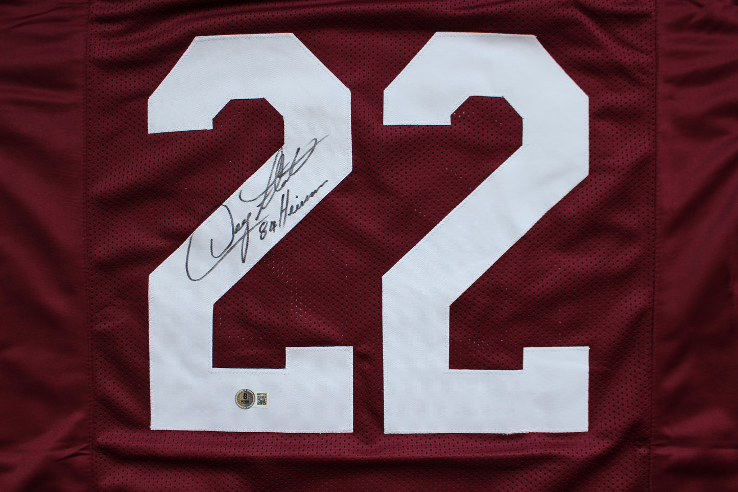 DOUG FLUTIE BOSTON COLLEGE EAGLES SIGNED ROAD FOOTBALL JERSEY w/84Heisman BAS COA