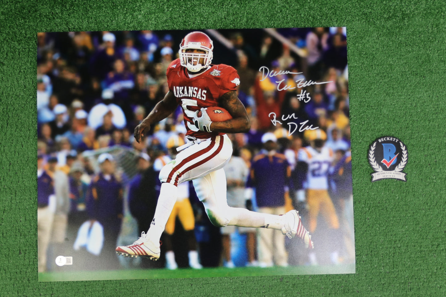 DARREN McFADDEN SIGNED ARKANSAS RAZORBACKS SIGNED 16x20 Photo RUN DMC BAS